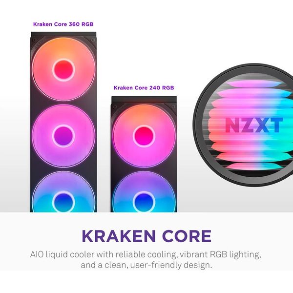 NZXT KRAKEN CORE 360 RGB 360MM RGB AIO LIQUID COOLER RL-KR36C-B1