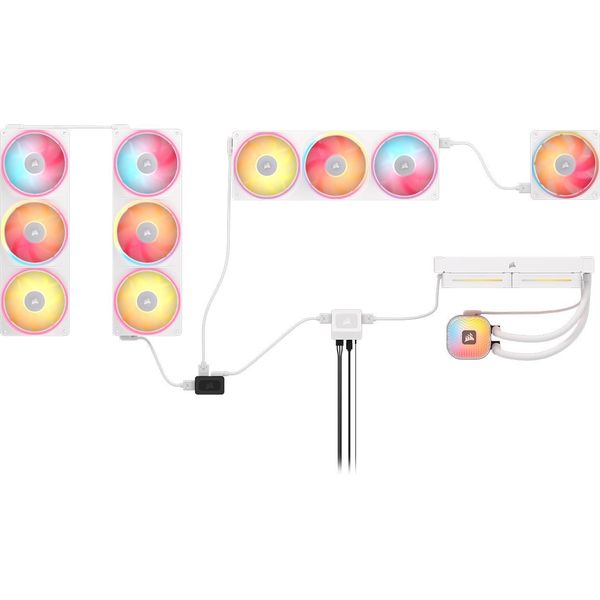 CORSAIR ICUE LINK LX360-R RGB UNIFIED FRAME PWM FANS STARTER KIT + SYSTEM HUB WHITE CO-9051068-WW