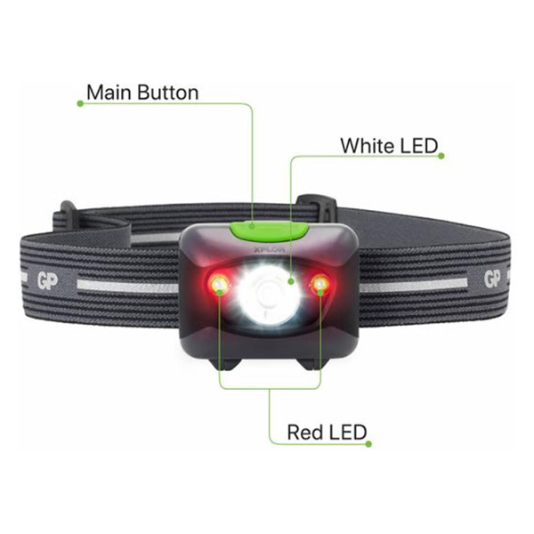 GP Headlamp With Light Ph14 Multi Purpose RED Light Night Vision 200 LM