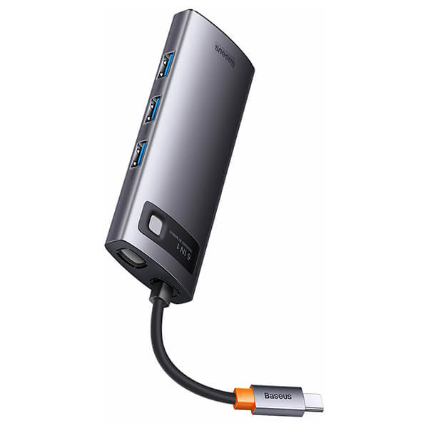 Baseus Metal Gleam Series 6in1 Docking Station 3X USB 3.0 + Typec PD + Hdmi + VGA Grey Usb