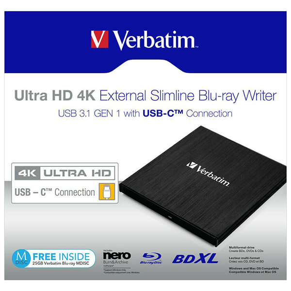 Verbatim 43888 External Slimline USB 3.0 Blu-ray/dvd/cd Writer - Οπτικα ...