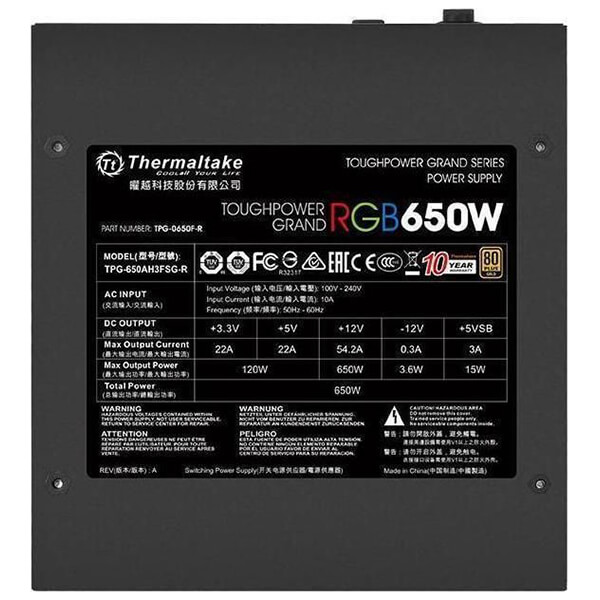 PSU THERMALTAKE TOUGHPOWER GRAND RGB 650W GOLD