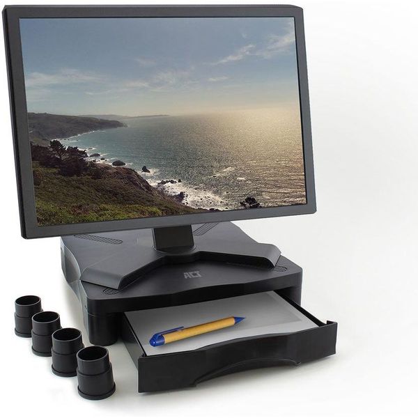ACT AC8200 MONITOR STAND WITH ONE DRAWER ADJUSTABLE HEIGHT