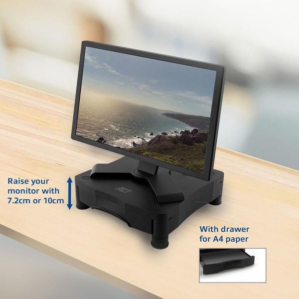 ACT AC8200 MONITOR STAND WITH ONE DRAWER ADJUSTABLE HEIGHT