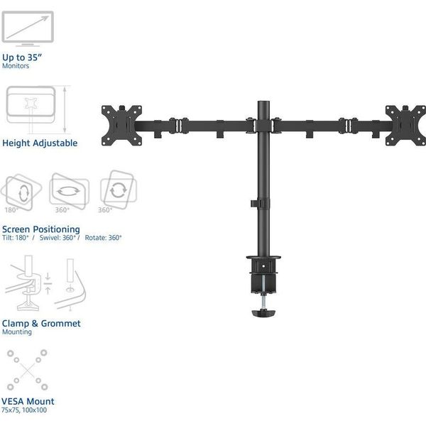 ACT AC8302 MONITOR DESK MOUNT 2 SCREENS UP TO 35' VESA