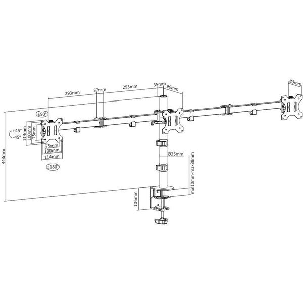 ACT AC8303 TRIPPLE MONITOR ARM BLACK
