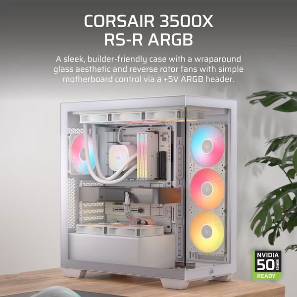 CASE CORSAIR 3500X RS-R ARGB MID-TOWER TEMPERED GLASS WHITE