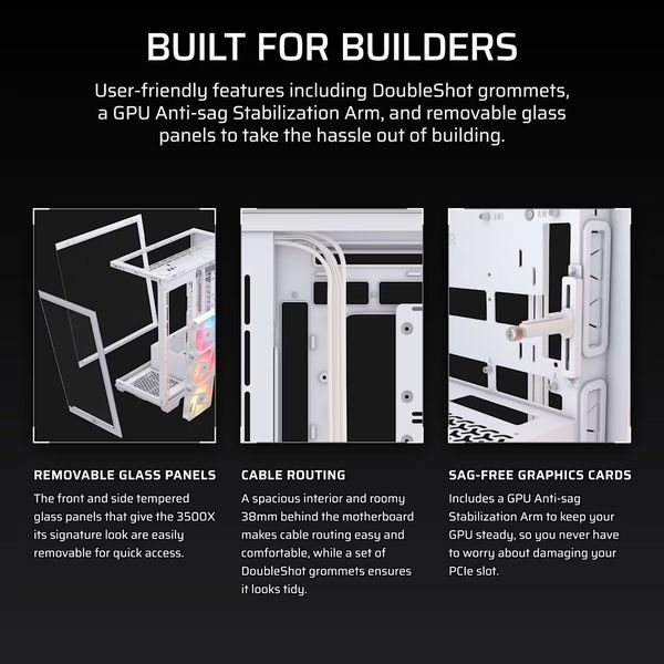 CASE CORSAIR 3500X RS-R ARGB MID-TOWER TEMPERED GLASS WHITE