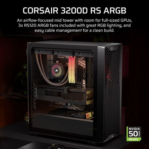 CASE CORSAIR 3200D RS ARGB MID-TOWER TEMPERED GLASS BLACK