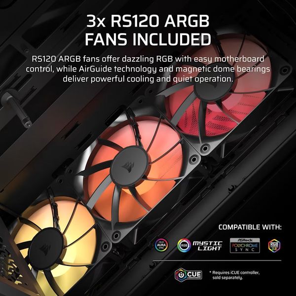 CASE CORSAIR 3200D RS ARGB MID-TOWER TEMPERED GLASS BLACK