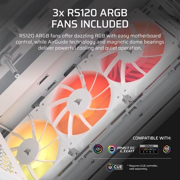 CASE CORSAIR 3200D RS ARGB MID-TOWER TEMPERED GLASS WHITE