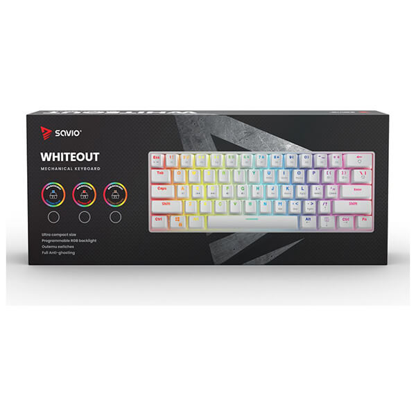 Savio Whiteout Mechanical Keyboard Blue Outemu Πληκτρολογιο (PER.664788)