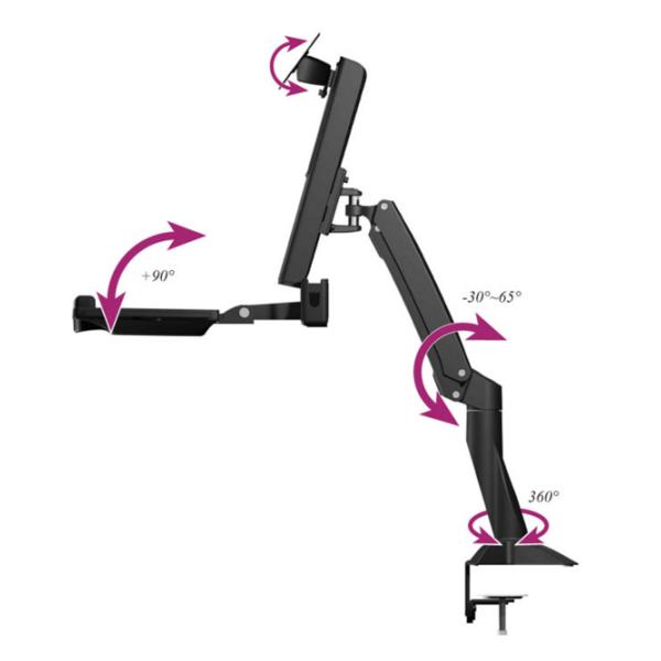 Icy Box IB-MS600-W Supporto A Parete Per Monitor E Tastiera | Fino A 24 Pollici, VESA 75/100 | Regolabile In Altezza E Inclinabile, Con Vassoio Estraibile Per Mouse