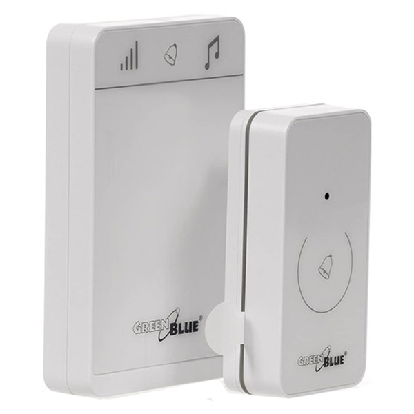 Wireless Doorbell, Transmitterreceiver, 52 Melodies White Greenblue