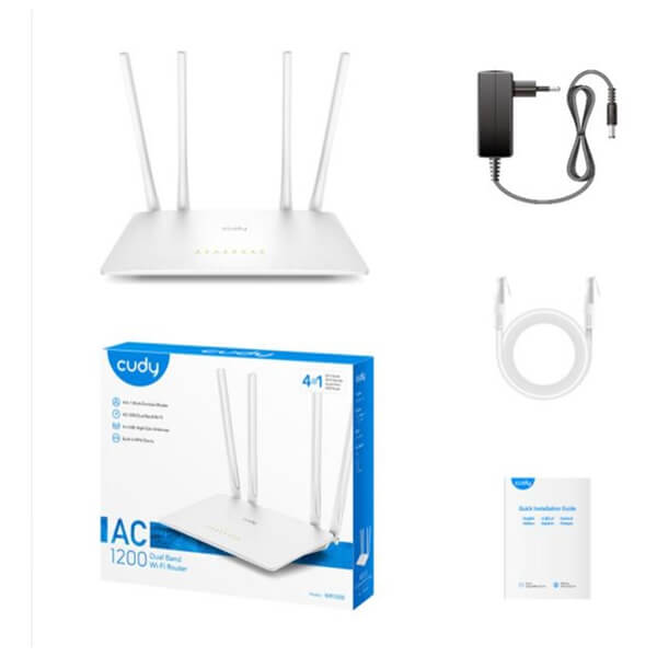 Cudy Wr1200 Wireless Router Dual Band, 4 Antennas Router (PER.941989)