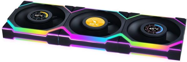 LIAN LI UNIFAN SL WIRELESS LCD 120 -3PCS BLACK (TRIPLE PACK INCLUDE CONTROLLER) - CASE FAN