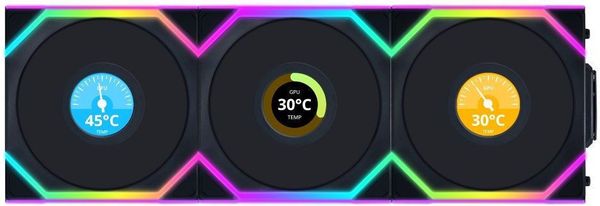 LIAN LI UNIFAN SL WIRELESS LCD 120 -3PCS REVERSE BLACK (TRIPLE PACK INCLUDE CONTROLLER) - CASE FAN