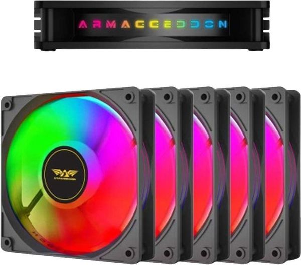 ARMAGGEDDON PC COOLING FAN 12CM CHROMA RGB KIT 3000 (5 PACK) BLACK CHR-KIT3000B
