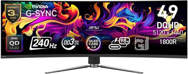 ΟΘΟΝΗ MSI GAMING MPG 491CQPX QD-OLED CURVED QD-OLED UWQHD 49'' 0.03MS 240HZ 5120 X 1440 BLACK