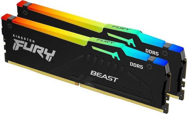 RAM KINGSTON FURY BEAST BLACK RGB 64GB (2X32GB) DDR5 5600MT/S CL40 INTEL/AMD DUAL KF556C40BB2AK2-64