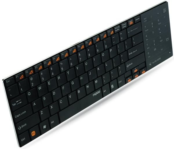 Rapoo E9080 Wireless Touchpad Keyboard Black Πληκτρολογιο (PER.576676)