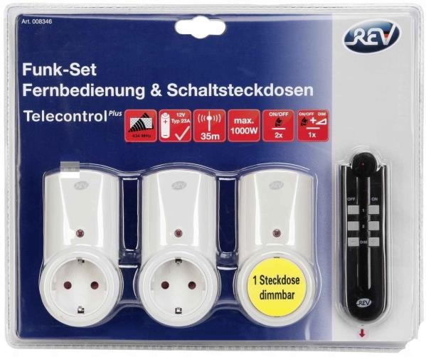 REV Wireless Switching SET 1 Remote Control + 2 Sockets Switchable + 1 ...