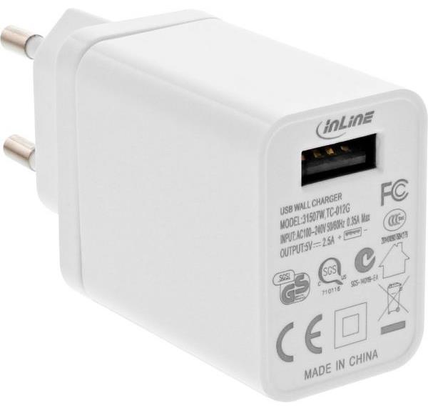 Inline USB Power Adapter Charger 100-240 Volts TO 5V / 2.5a White ...