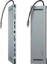 baseus enjoyment series usb c docking station 2x hdmi 4k pd ethernet usb dark grey photo
