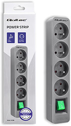 qoltec power strip 4 sockets 18m grey photo