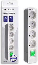 qoltec power strip 4 sockets 18m white grey photo