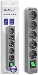 qoltec power strip 5 sockets 18m grey photo