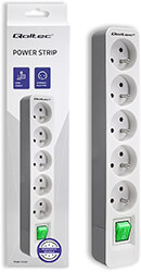 qoltec power strip 5 sockets 18m white grey photo