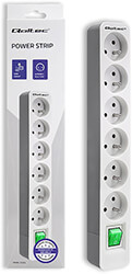 qoltec power strip 6 sockets 18m white grey photo