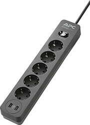 apc pme5u2b gr essential surgearrest 5 outlet 2 usb 230v black photo