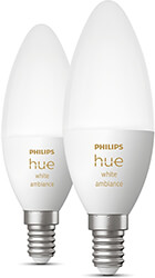 philips hue led lamp e14 2 pack 52w 320lm white ambiance photo
