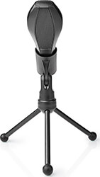 nedis mictu100bk wired microphone dual condenser with tripod usb photo