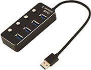 gembird usb 31 powered 4 port hub with switches black