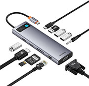 baseus metal gleam 11 in 1 hdmi 4k vga rj45 pd usb 30 card reader photo