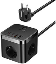 baseus powercombo cube power strip 3x electrical 2x usb 2x type c 30w 15m black photo