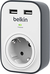 belkin surgecube 1 outlet surge protector with 2 x 24a shared usb charging photo
