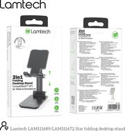 lamtech 2in1 folding desktop stand for smartphones and tablets black lam111689 photo