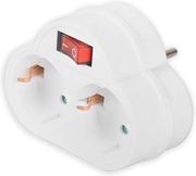 lamtech power socket splitter with 2 schuko outlets on off switch white lam023817 photo