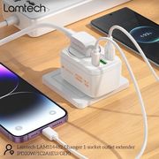 lamtech multifunctional surge protector wall socket 1xschuko 2xusb 1xtype c pd20w lam114482