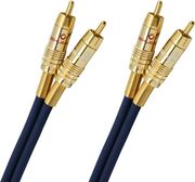 Oehlbach NF 1 Master 200 - Uitstekende analoge Stereo Audio RCA-kabel - 2X RCA / 2x Rinch, volledig metalen stekker, afscherming - 2 m - blauw