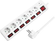 logilink outlet strip 6 safety sockets w switch for each socket white photo