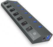 icy box 7 port usb32 alum hub with on off switches power supply and cable 1m ib hub1701 c3 photo