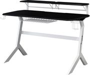 lc power gaming desk with extra shelves black white lc gd 1w photo