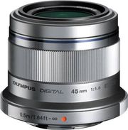 olympus 45mm 1 18 silver mzuiko digital et m4518 lense micro ft photo