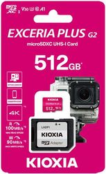 kioxia 4k micro sd gen2 512gb exceria plus uhs i u3 with adapter lmpl2m512gg2 photo