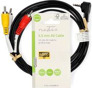 nedis cvgl22400bk20 audio video cable 35mm male 3x rca male 2m black photo